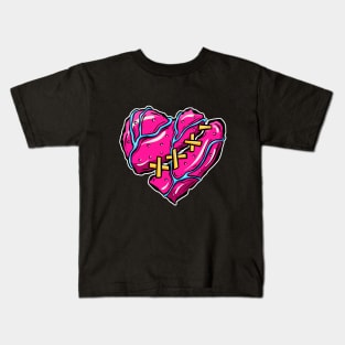 Zombie Broken Dead Heart Cartoon Kids T-Shirt